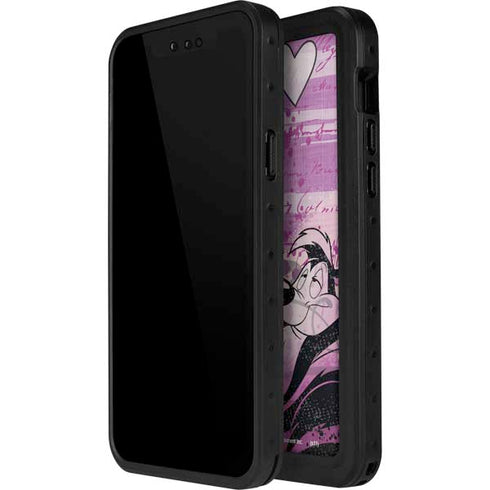 Looney Tunes Pepe Le Pew Purple Romance iPhone 15 Plus Waterproof Case